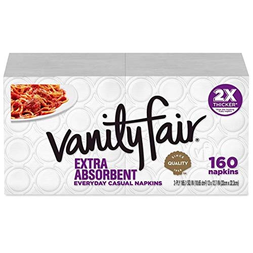 [Australia - AusPower] - Vanity Fair Extra Absorbent Everyday Disposable Paper Napkins, White, 160 Ct 