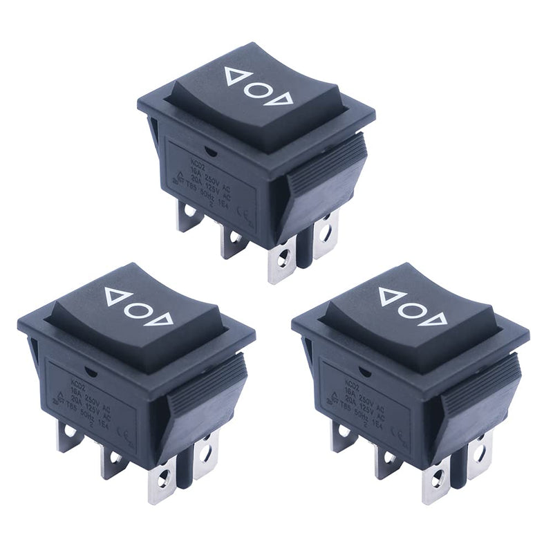 [Australia - AusPower] - mxuteuk 3pcs DC12V Momentary Rocker Switch DPDT Reverse Polarity Toggle Switch Automatic Reset Power Switch (ON)/Off/(ON) 6 Pin 3 Position, Use for Motor Car Auto Boat KCD2-223-JT 