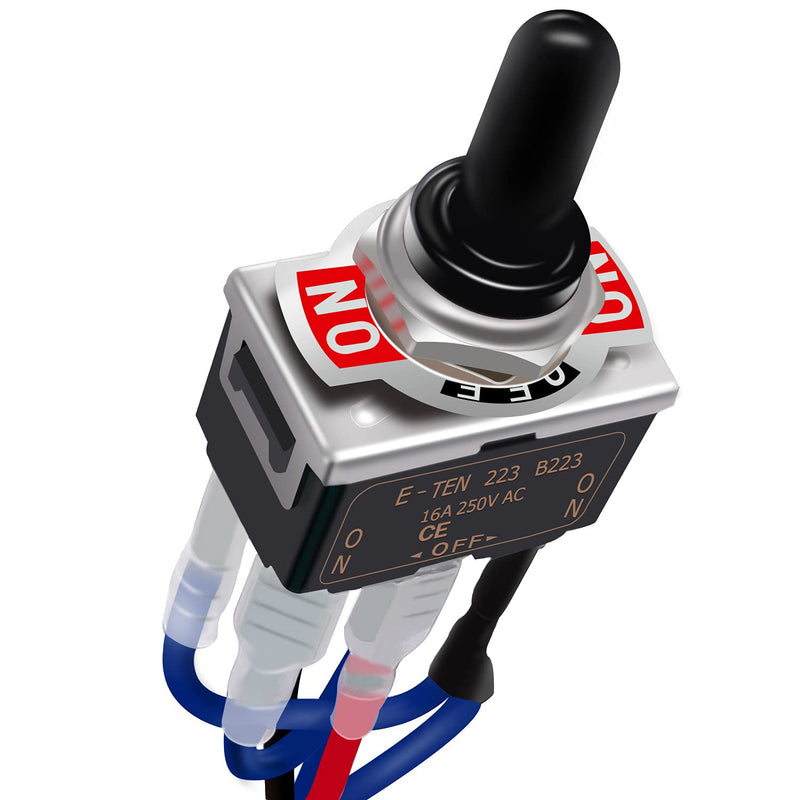 [Australia - AusPower] - TWTADE Waterproof Momentary Reverse Polarity Switch 12V 10 Amps DC Motor Control 6 Pin 3 Position (ON)/Off/(ON) Metal DPDT Toggle Switch with Waterproof Boot Cap and 21mm Terminal Wires E-TEN-223-DMX 1 Pcs 