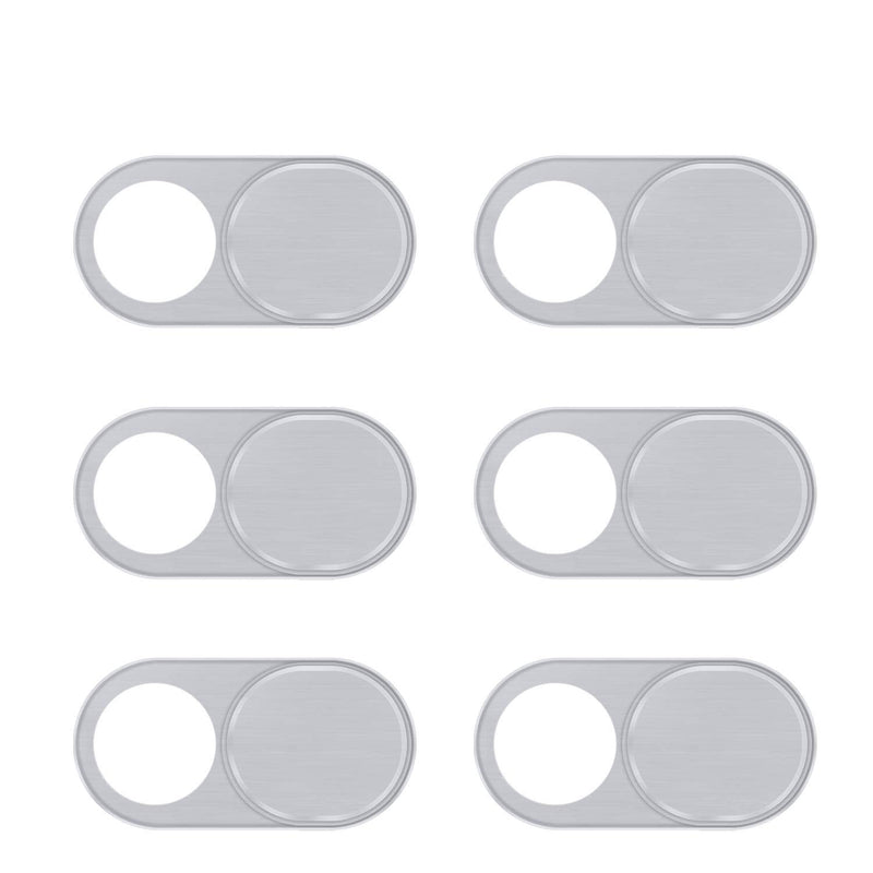 [Australia - AusPower] - COOLOO webacm Cover, 6 Pack, Ultra Thin Metal Camera Cover Slide for MacBook Pro, iMac,Computer, Smartphone, PC, iPad Pro, Tablet Notebook, iPhone 8/7/6Plus, Ultra Thin Privacy Protector, Silver B. 6 Pack Silver 