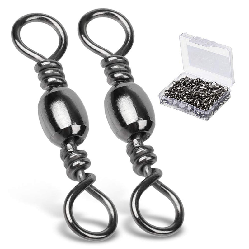 [Australia - AusPower] - AMYSPORTS High Strength Fishing Swivels Barrel Solid Ring Barrel Fishing Swivel Rolling Fishing Tackle Line Connector Saltwater Freshwater Stainless Steel Accessories Size1/0 (117lb) 50 pcs 