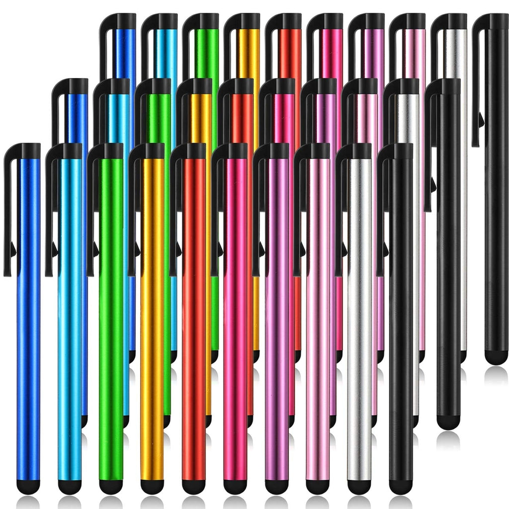 [Australia - AusPower] - 30 Pieces Stylus Pens Capacitive Slim Stylus Pens for Universal Touch Screens Devices, Compatible with iPhone, iPad, Tablet (10 Colors) 