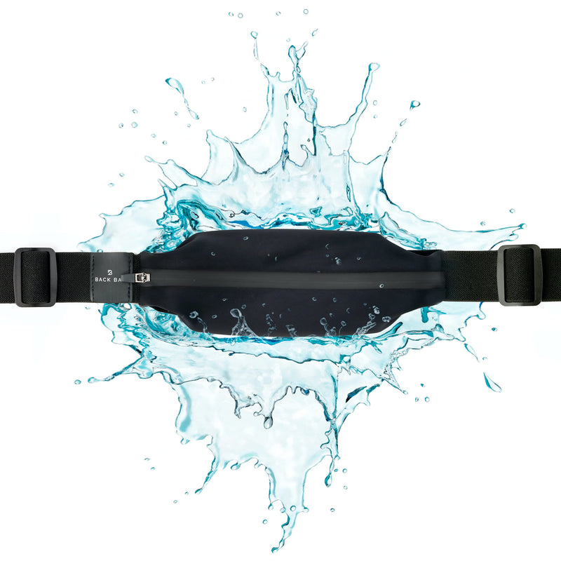 [Australia - AusPower] - No-Bounce Slim iPhone Running Belt for Women, Men [Fits iPhone 13, Max, iPhone 12 Pro, 11, XS, XR, X, 8 Plus, 7, 6] Back Bay Runner’s Phone Belt Waistband Pack, Waterproof for Runners Black 