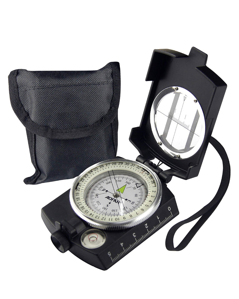 [Australia - AusPower] - AOFAR Military Compass,AF-4580 Lensatic Sighting, Waterproof and Shakeproof with Map Measurer Distance Calculator, Pouch for Camping, Hiking 