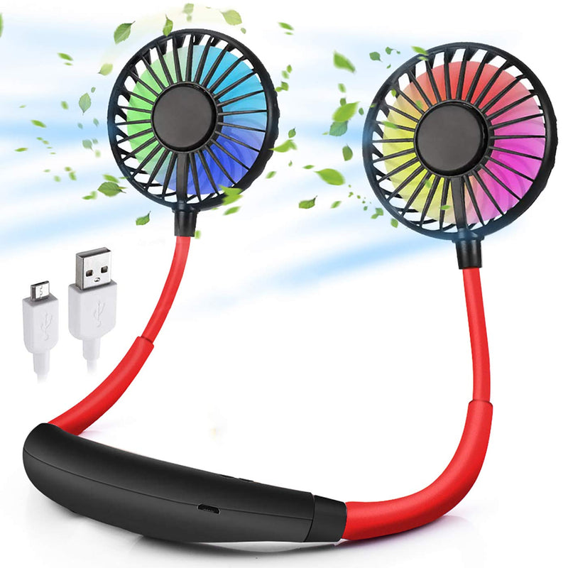 [Australia - AusPower] - Amposei Neck Fan, Upgraded Version Portable Fan Hand Free Small Personal Mini USB Fan Rechargeable 3 Speeds 360 Degree Adjustable with LED Light & Aromatherapy Wearable Fan for Sports Travel Outdoor 