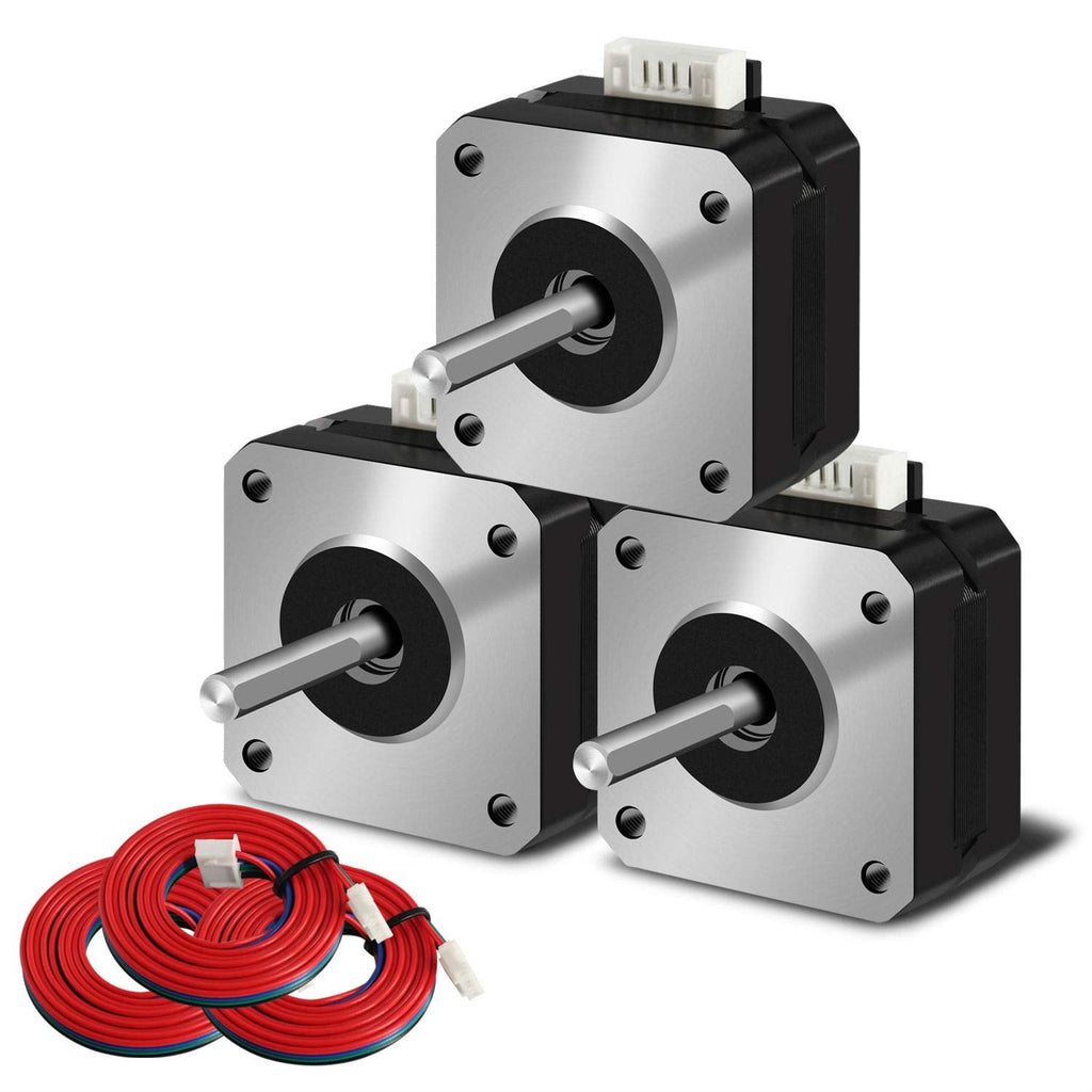 [Australia - AusPower] - [3pcs of Pack] Nema 17 Stepper Motor,42x23mm 42BYGH Motor 4-Lead Wire 130mN.m 1.5A with 1M Cable for CNC,3D Printer 42x23mm,17HS4023 Black 3 