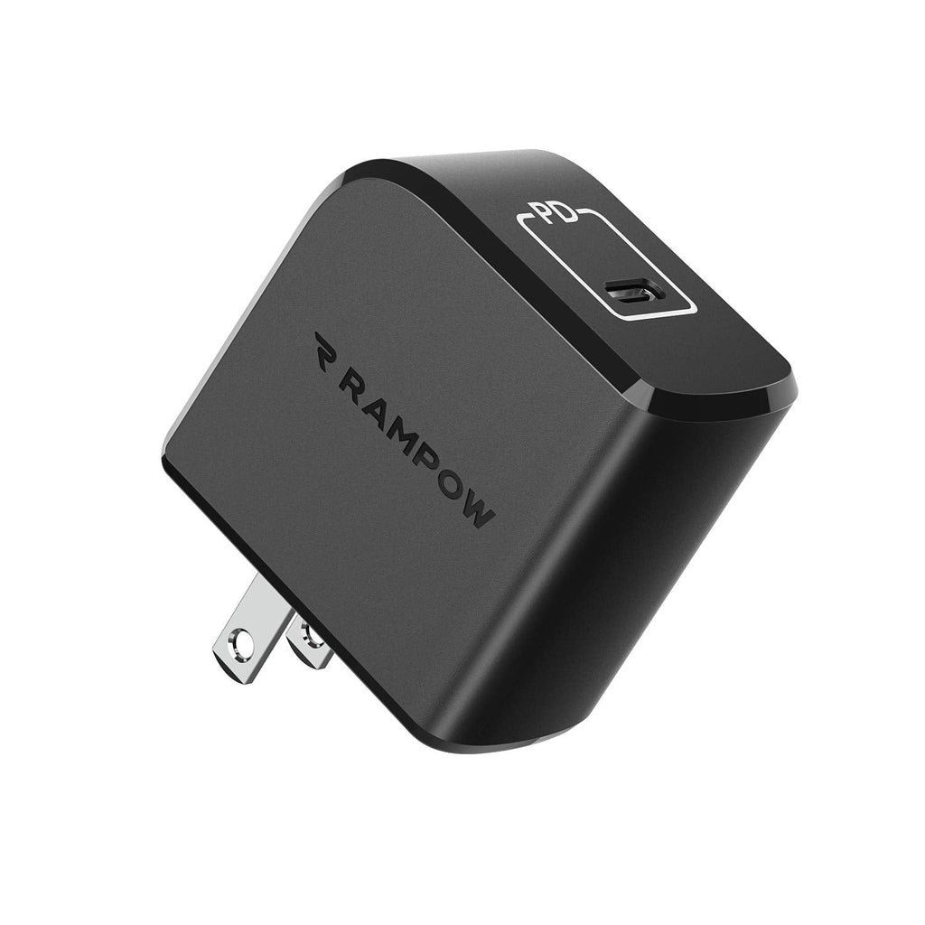 [Australia - AusPower] - USB C Charger, RAMPOW 61W PD Charger [GaN Tech] Type C Power Delivery Wall Charger, Fast Charging Foldable adapter for MacBook Pro Air, Dell XPS 13, HP Spectre, iPad Pro, iPhone 12 11 Pro Max and More Black 