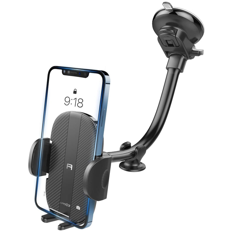 [Australia - AusPower] - Car Phone Holder Mount, Sturdy Car Phone Mount with 8.26-Inch Gooseneck Long Arm, Industrial-Strength Strong Suction Cup Car Mount, Universal Dashboard Windshield Phone Holder Car for CellPhone iPhone 
