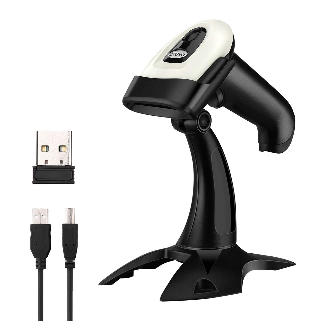 [Australia - AusPower] - Eyoyo Wireless 2D QR Barcode Scanner with Stand, Bluetooth & 2.4G Wireless & USB Wired Handheld Barcode Reader with 1D 2D Screen Scanning Auto Sensing Connect Smart Phone Tablet PC 