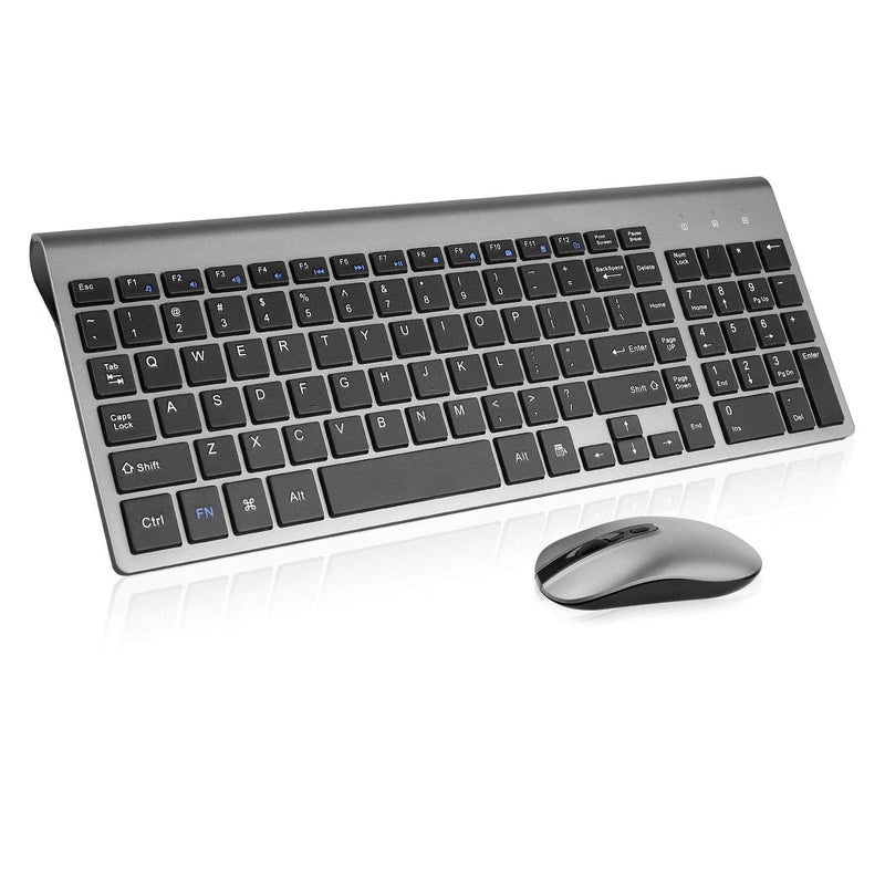 [Australia - AusPower] - Wireless Keyboard Mouse Combo, cimetech Compact Full Size Wireless Keyboard and Mouse Set 2.4G Ultra-Thin Sleek Design for Windows, Computer, Desktop, PC , Notebook - (Grey) Grey 