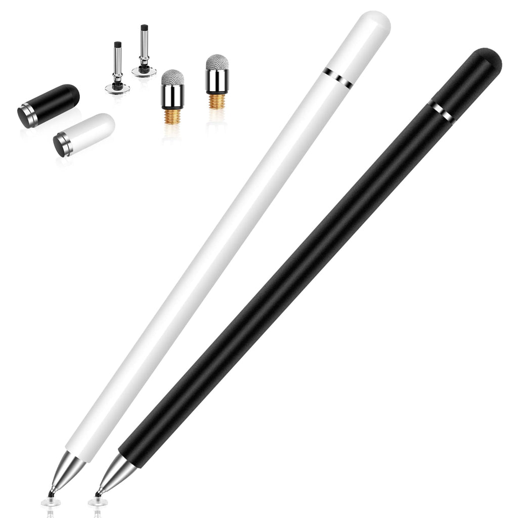[Australia - AusPower] - Stylus for iPad (2 Pcs), StylusHome Magnetic Disc Universal Stylus Pens Touch Screens for Apple/iPhone/Ipad pro/Mini/Air/Android/Microsoft/Surface All Capacitive Touch Screens - Black/White 