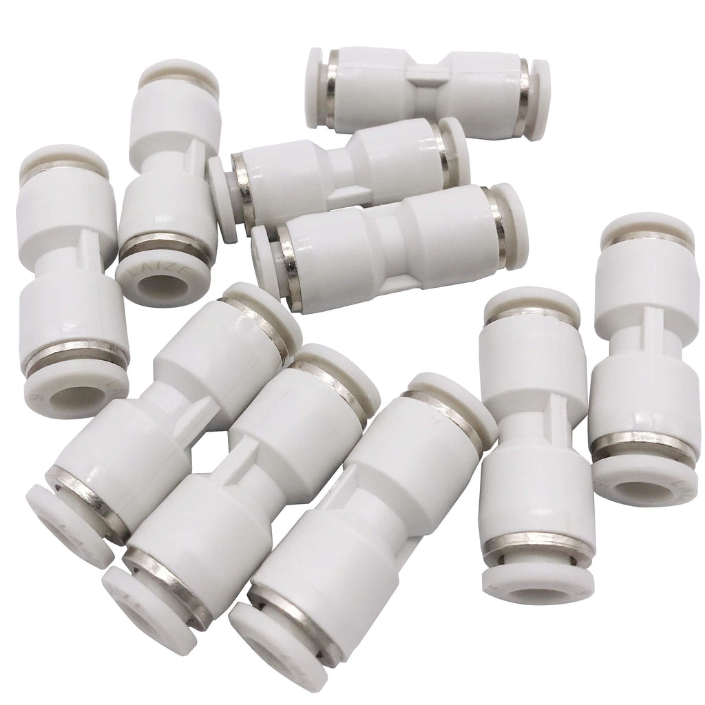 [Australia - AusPower] - 6mm Quick Fitting, 1/4” OD Push to Connect Pipe Tube Straight Fittings, Pneumatic Air Line Connector 10Pcs (White) 6mm 