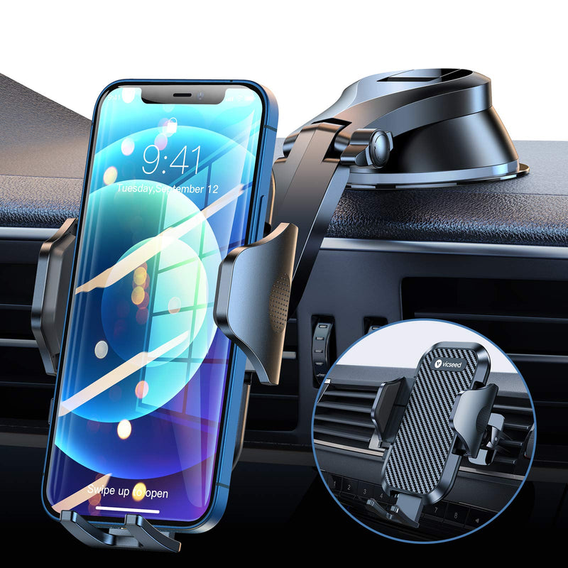 [Australia - AusPower] - VICSEED Phone Mount for Car, [Doesn't Block View & Thick Case Friendly] Car Phone Holder Mount, Strong Suction Cell Phone Holder Car Dashboard Air Vent Windshield Fit with iPhone 13 12 & All Phones 