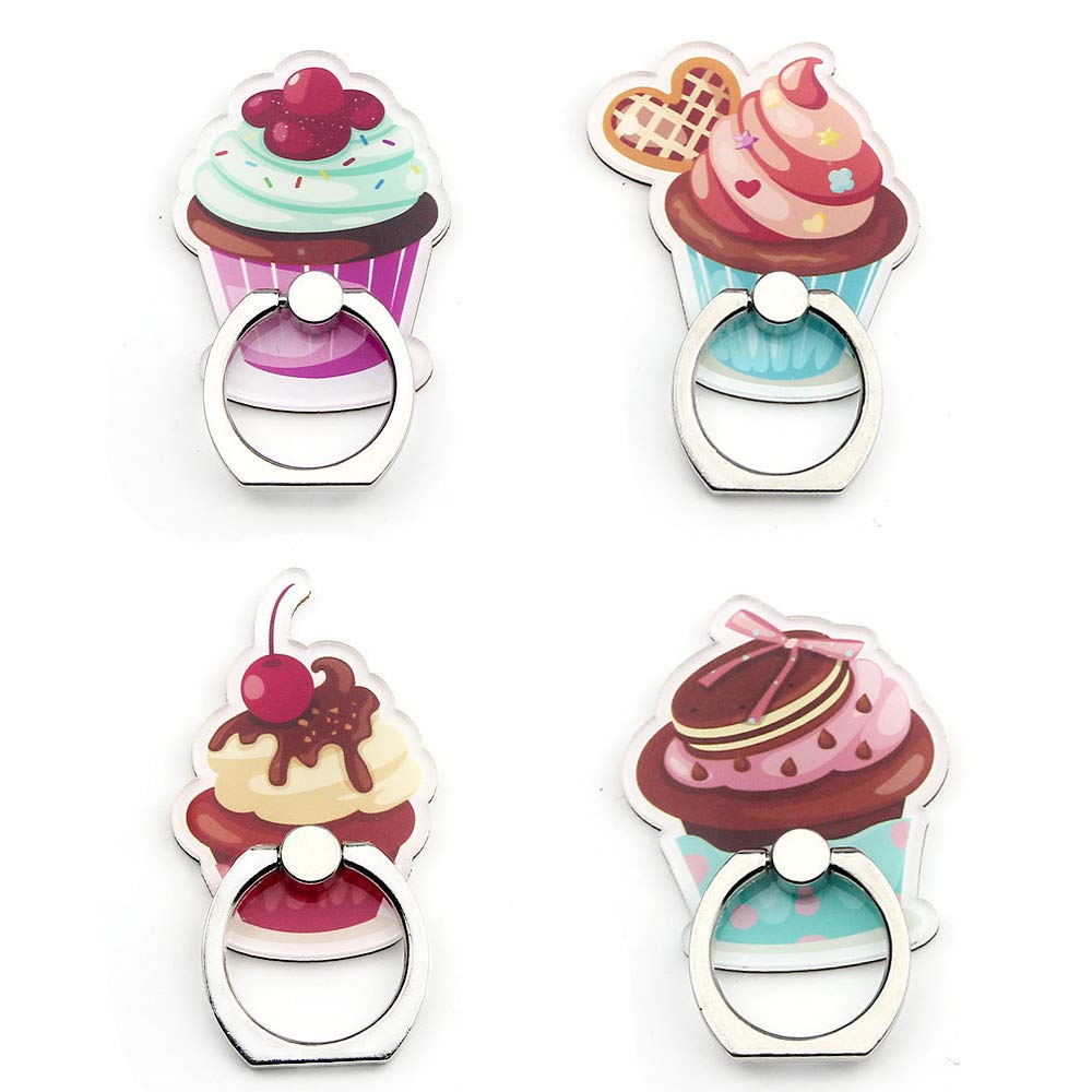 [Australia - AusPower] - 4-Pcs Phone Ring Holder Stand, Cute Ice Cream Pink Phone Mount 360 Rotation Finger Ring Grip Kickstand for Smartphones and Tablets (4-Pack Ice Cream) 4-PACK Ice Cream 