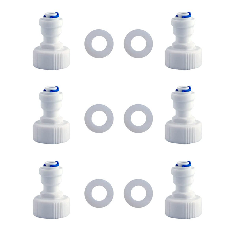 [Australia - AusPower] - ESHIONG Hose Bib Quick Connect Adapter for RO ( Reverse Osmosis ) water filter,NSF Certified 3/4" Female Thread to 1/4" OD Push to Connect Plastic ro Fittings .?Pack 6? 1/4'' tube to 3/4'' female thread 