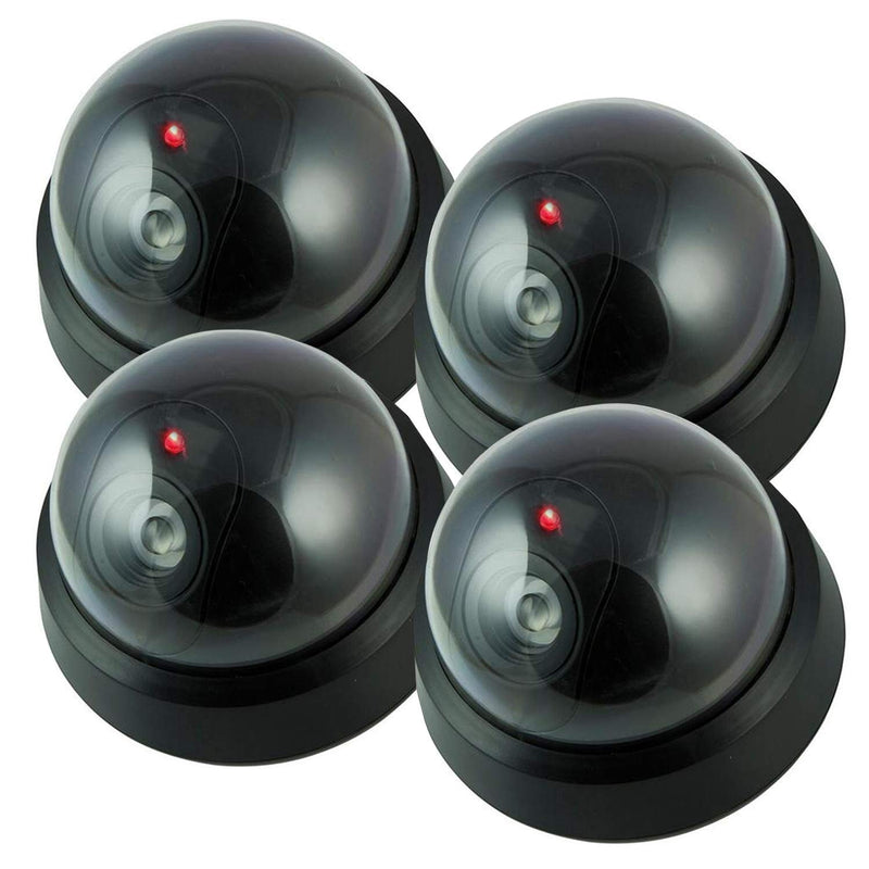 [Australia - AusPower] - Dummy Security Camera Fake Camera Outdoors Dummy Dome Wireless Surveillance System Motion Light Realistic Look with Flashing Red LED Light 4 Pack 