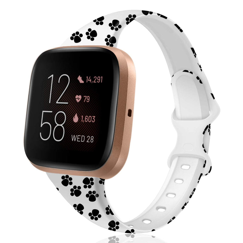 [Australia - AusPower] - TSAAGAN Pattern Printed Slim Silicone Band Compatible with Fitbit Versa 2/Versa/Versa Lite, Fadeless Floral Thin Replacement Strap Wristband for Fitbit Versa 2 Smart Watch (Large, Paw) Large 