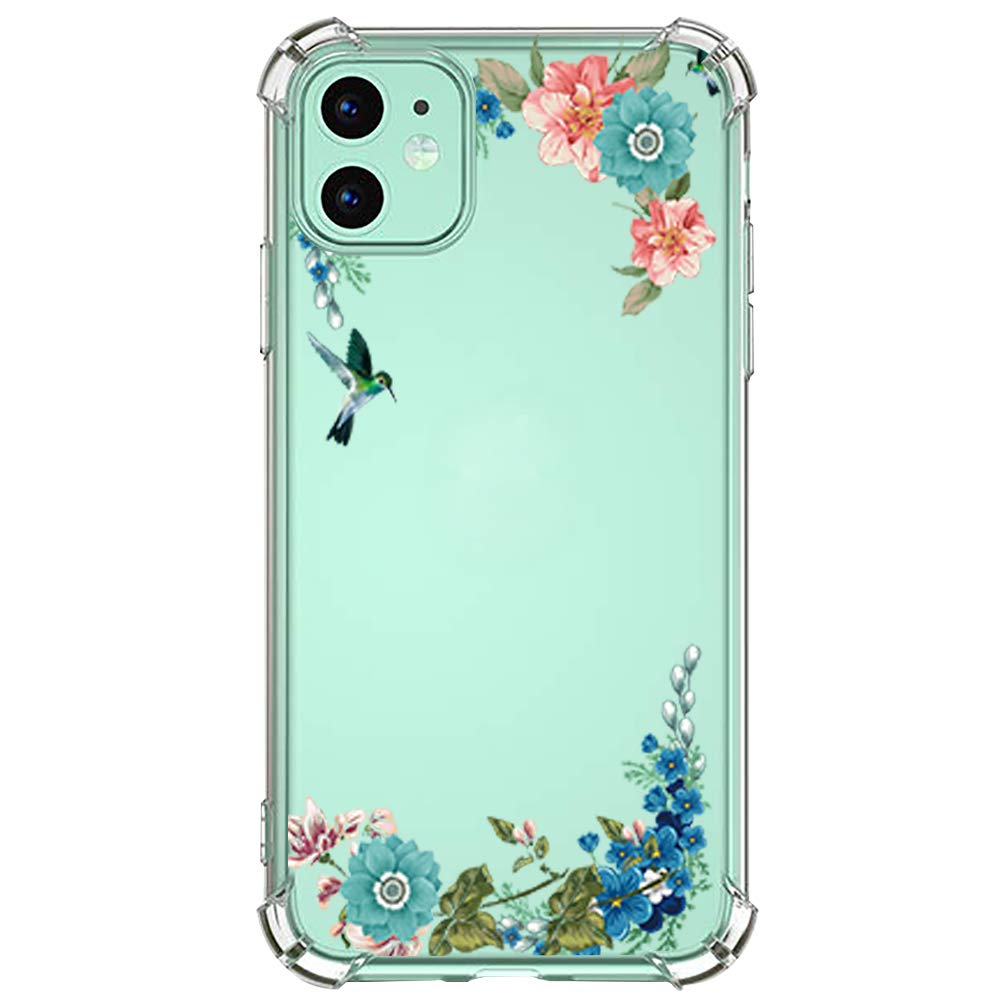 [Australia - AusPower] - iPhone 11 TPU Shockproof Case-Fashion Design with Flower Transparent Silicone Drop Protection Floral Pattern Best Gift for Women Girls Kids Protective Phone Flexible Case for iPhone 11 6.1 Inch 4 