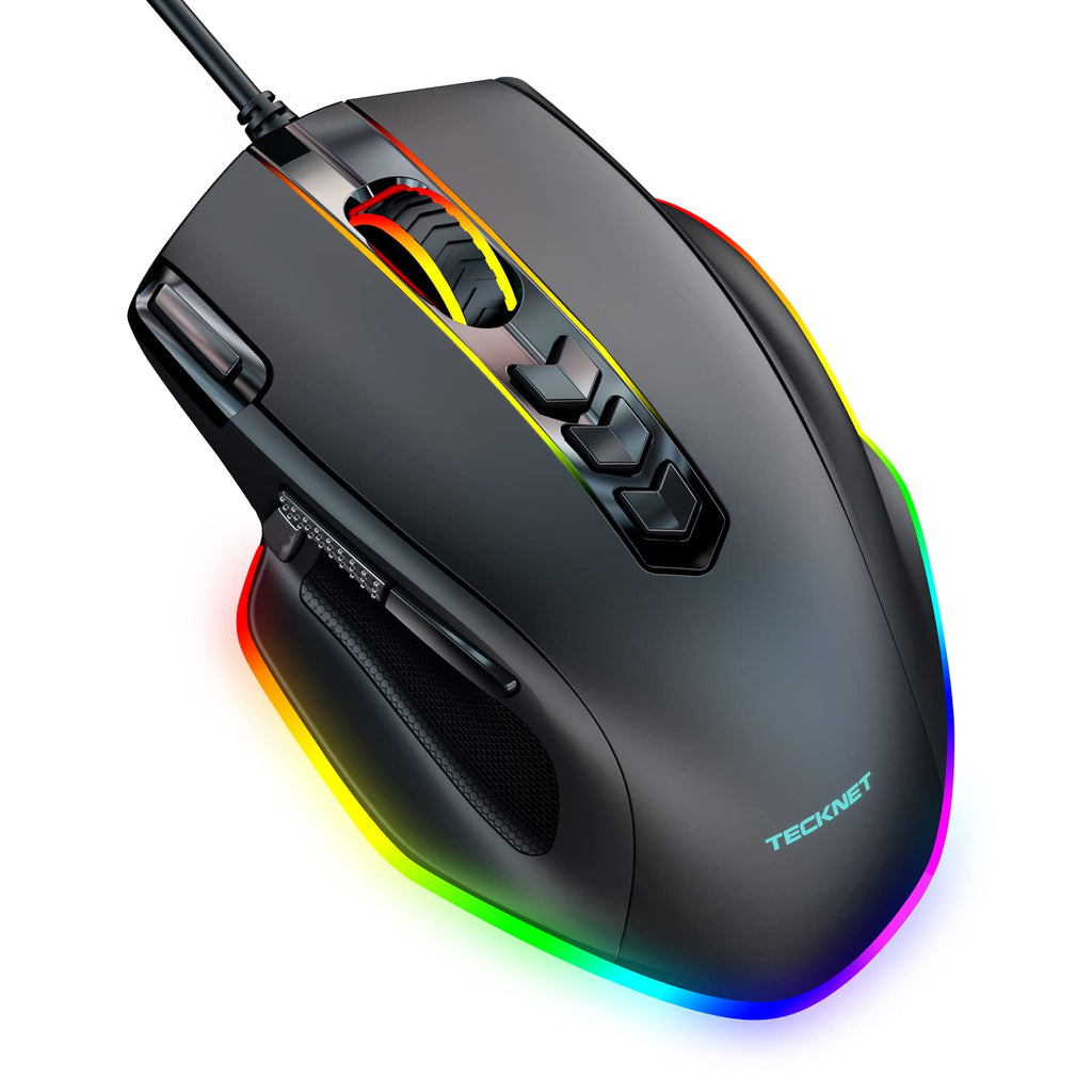 [Australia - AusPower] - TECKNET Wired Gaming Mouse, Ergonomic Gaming Mouse with 8000DPI, RGB Computer Mice with 11 Programmable Buttons, PC Gaming Mice for Notebook Laptop Mac Book, Fire Button(Ratón de juego) 