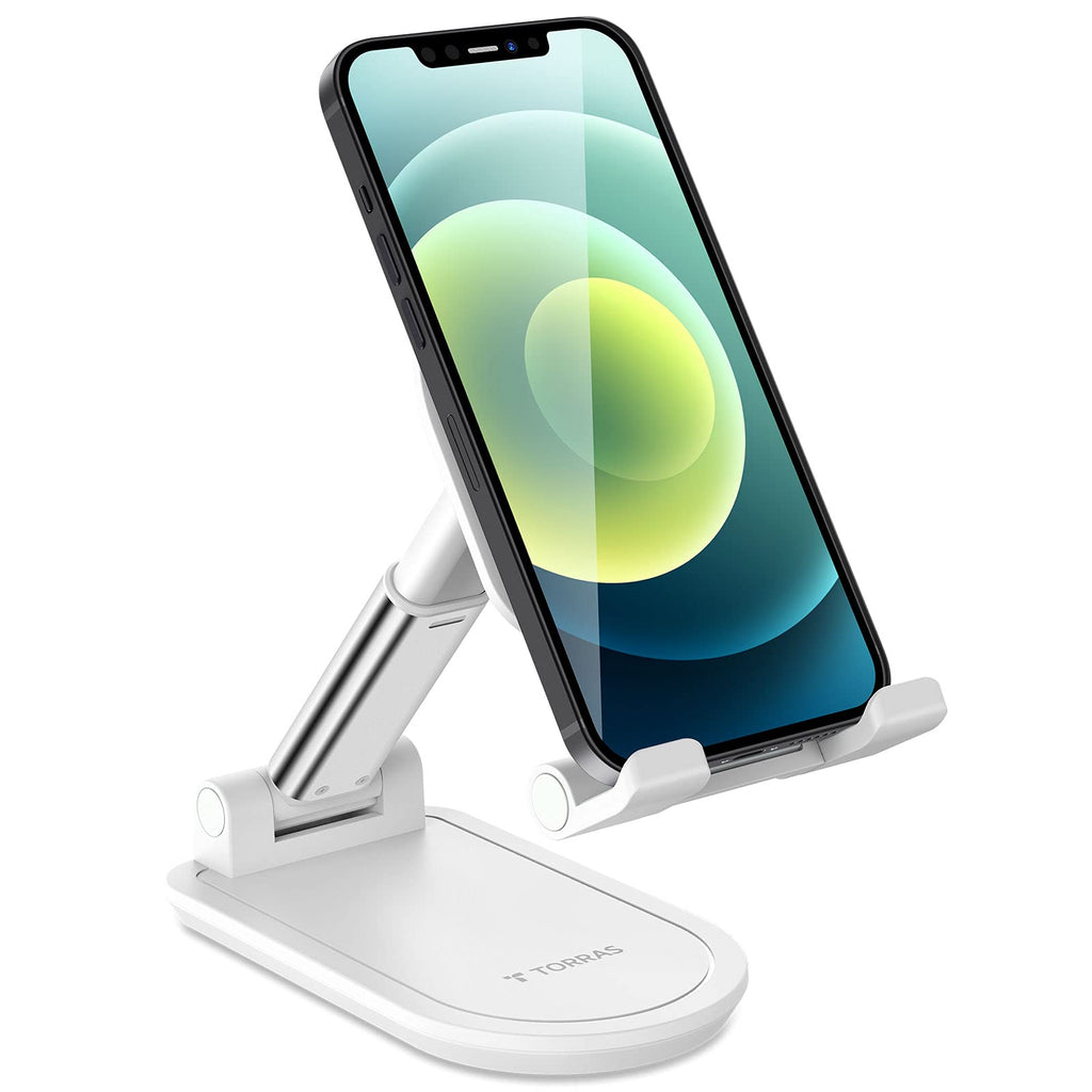[Australia - AusPower] - TORRAS Foldable Cell Phone Stand for Desk [Ultra-Portable] Adjustable Desktop Phone Holder Thick Case Friendly Phone Dock Compatible for iPhone 13 12 11 Pro Max, Samsung Galaxy S21+Ultra Note 20 & All 