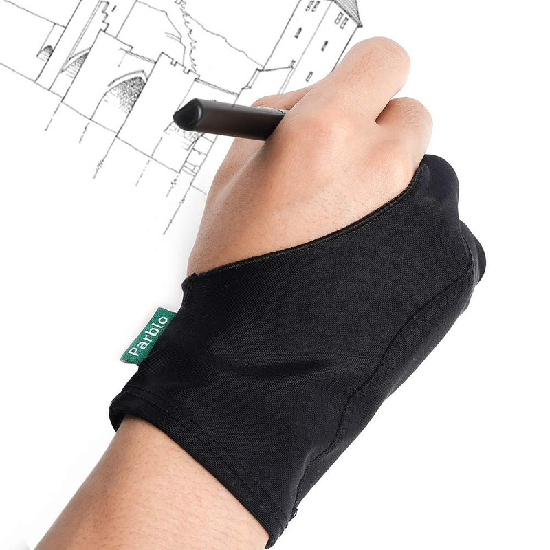 [Australia - AusPower] - Parblo PR-05 Drawing Glove, Two Fingers Gloves for Graphics Drawing Tablet, Pen Display, Tablets, Displays, Art Painting, Surface Protection Size-2 
