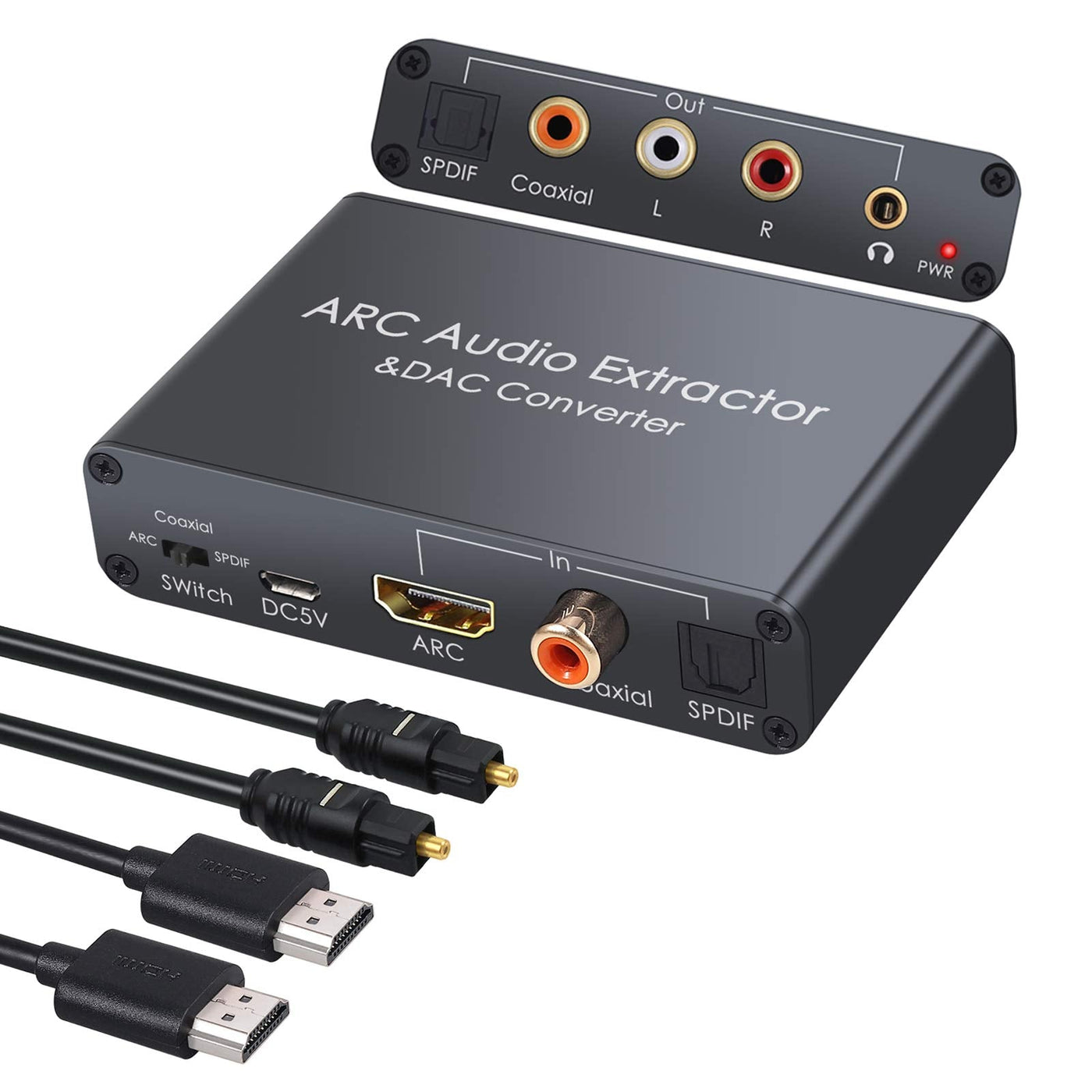 HDMI Audio Extractor,eSynic Professional HDMI Audio Extractor 4K HDMI  Optical Adapter HDMI Audio Splitter with Power Switch Supports Optiacl RCA  and