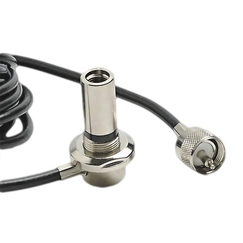[Australia - AusPower] - UngSung 3/8 x 24 Vehicle CB Antenna Mount Bulkhead Stud Mount to PL-259 Connector with 15FT Coax RG58A/U Cable for CB Ham Two Way Radio Antenna 