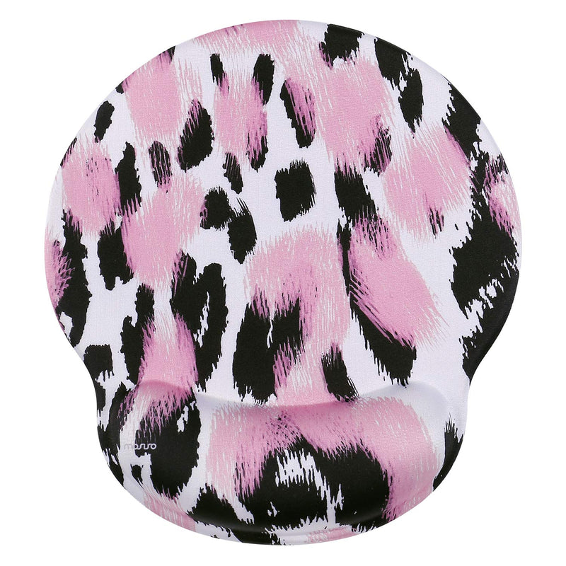 [Australia - AusPower] - MOSISO Mouse Pad with Wrist Rest, Leopard Print Ergonomic Gaming Mousepad Gel Wrist Rest Support Home/Office/Working Easy Typing Cushion Non-Slip Base for Computer Laptop, Pink 