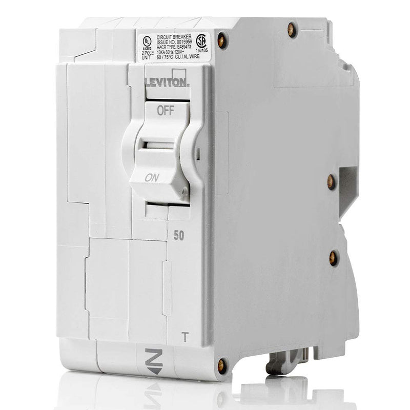 [Australia - AusPower] - Leviton LB250-T 50 Amp, 2-Pole Plug-on Standard Branch Circuit Breaker, 120/240 VAC, White 