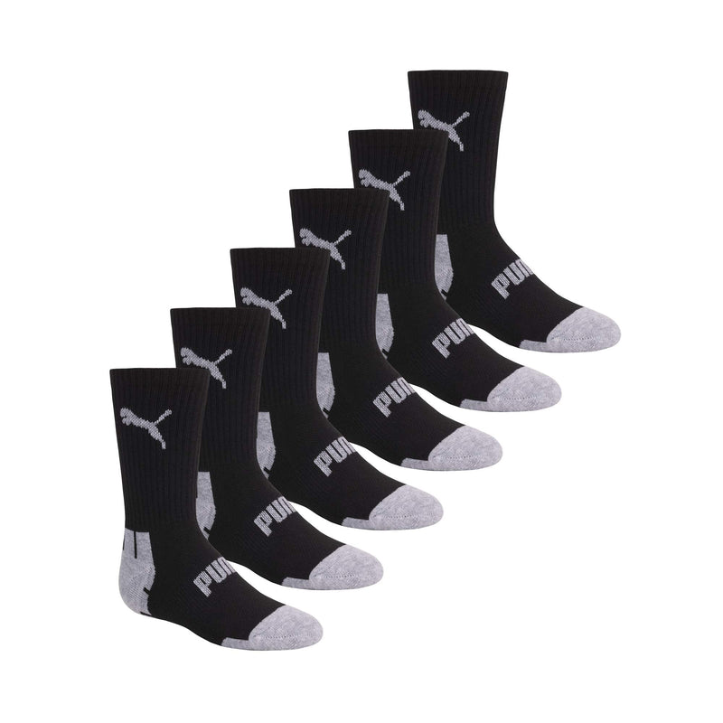[Australia - AusPower] - PUMA boys 6 Pack Crew Cut Socks 9-11 Black/Grey 