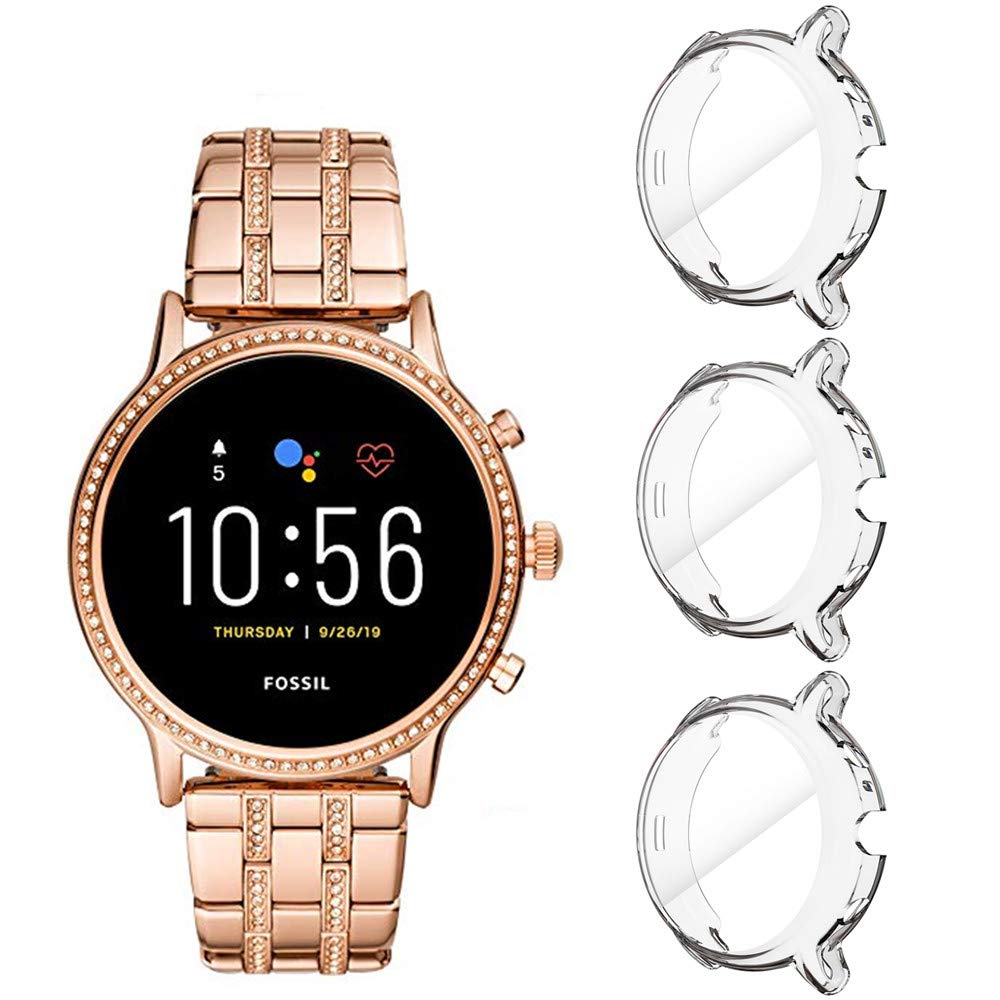 [Australia - AusPower] - Suoman 3-Pack for Fossil Gen 5 Julianna Watch Case, All-Around Protective TPU Bumper Cover Screen Protector Case for Fossil Gen 5 Julianna Smartwatch (Not Fit for Fossil Gen 6 and for Fossil 5E) Clear+Clear+Clear 