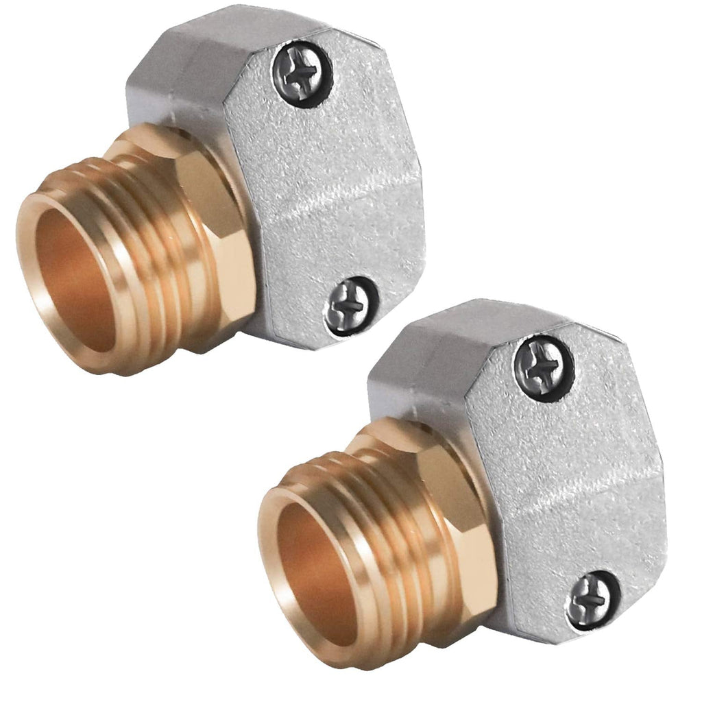 [Australia - AusPower] - Hourleey Garden Hose Repair Fittings, Zinc and Aluminum Male Hose End Water Hose Repair Connector, 2 Pack 2 Male 