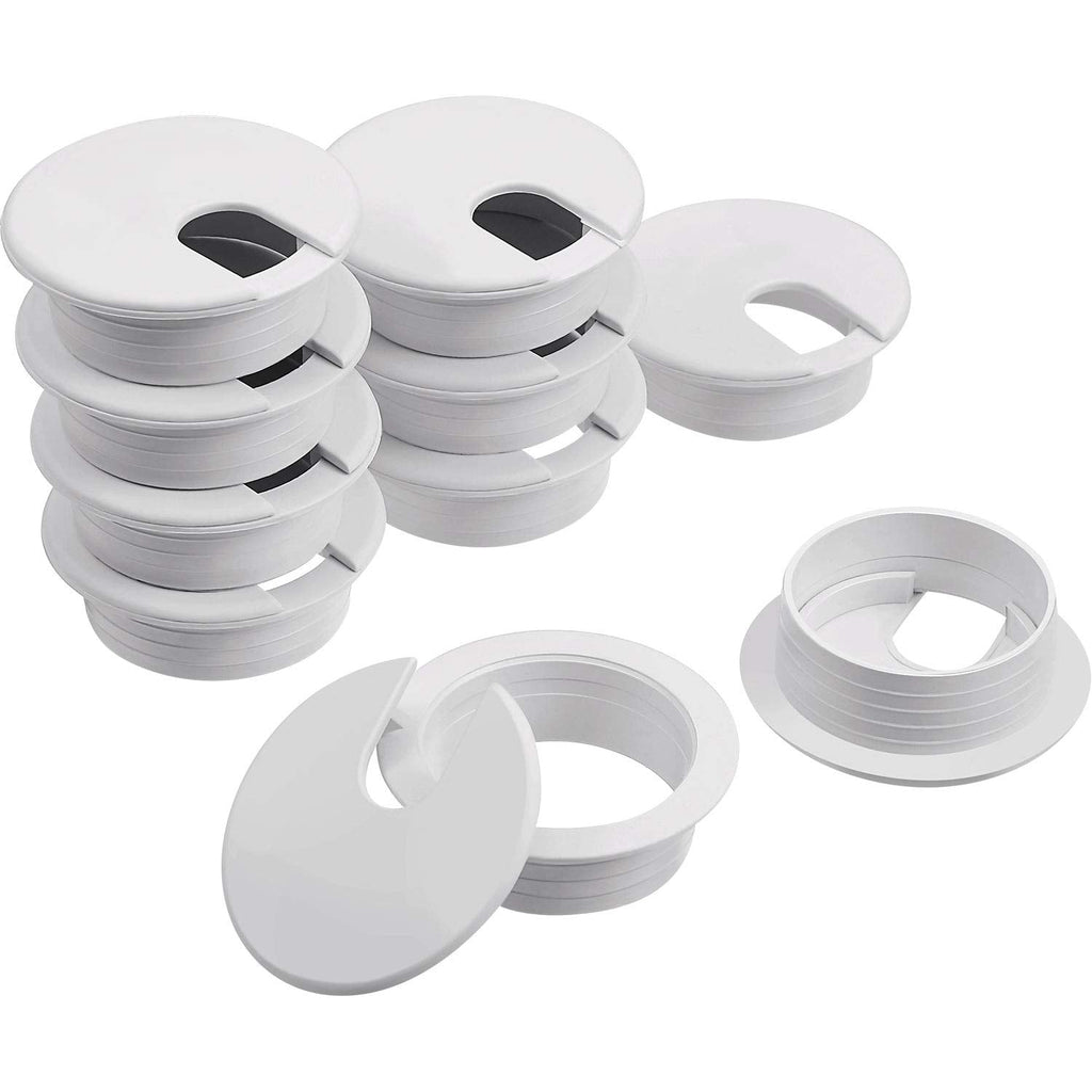 [Australia - AusPower] - Desk Grommet, Plastic Desk Cord Cable Hole Cover Grommet for Computer Table Wire Organizer for Home and Office, 35 mm/ 1.38 Inch Mounting Hole Diameter (White, 8 Packs) White 