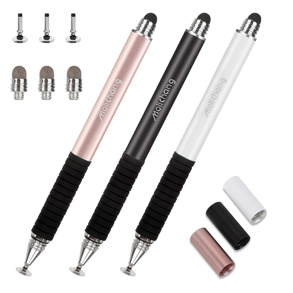 [Australia - AusPower] - Capacitive Stylus Pen for Touch Screens Disc Stylist Pencil Fine Point Compatible with iPhone iPad and Other Tablets (Black/White/Rose) 
