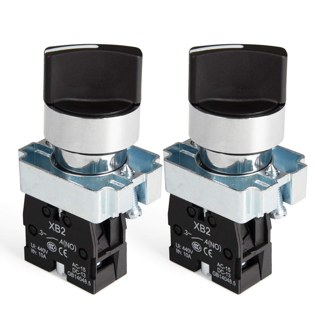 [Australia - AusPower] - APIELE (Pack of 2)22mm 2 Position Selector Switch Maintained 1NO XB2-10X/21 (2 Position Maintained) 2 Position Maintained 