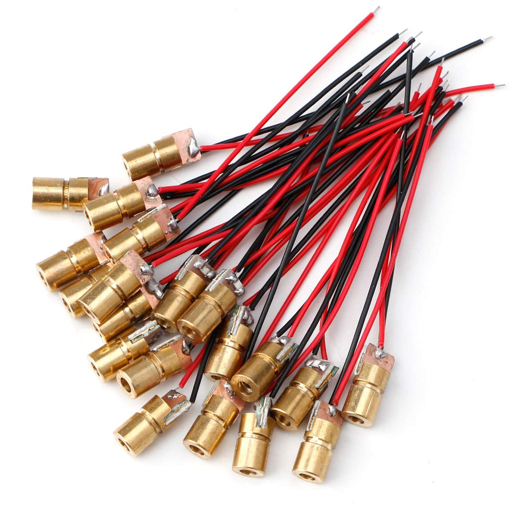 [Australia - AusPower] - MakerFocus 20pcs 5V 650nm 5mW Red Dot Laser Head Red Laser Diode Laser Tube with Leads Head Outer Diameter 6mm 