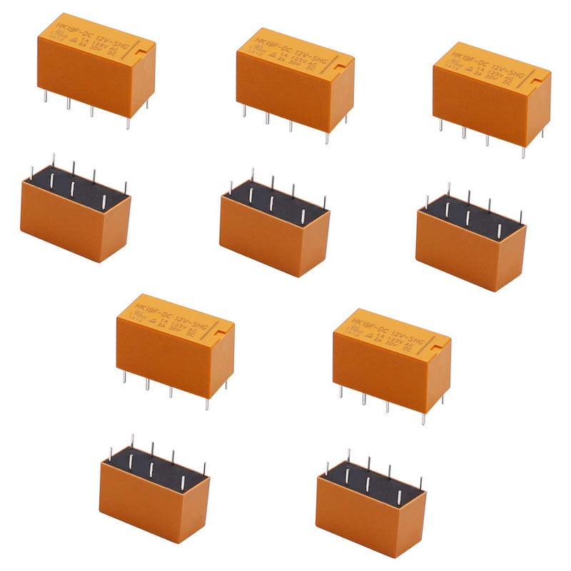 [Australia - AusPower] - smseace 10PCS HK19F DC 12V Yellow 8 pin Relay Coil DPDT Mini Power PCB Plastic Relay Adjust Automatically Protection Electronic Equipmen relays HK19F-12V 