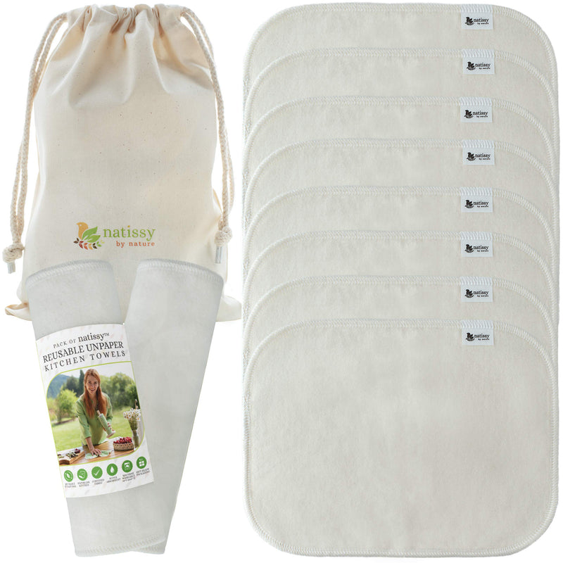 [Australia - AusPower] - Reusable Paper Towels for Kitchen, Roll of 10 Paperless Paper Towels, Reusable Cloth Paper Towels, Organic Cotton Reusable Napkins, Washable Fabric Paper Towels Replacement Cloth, Reusable Towels 