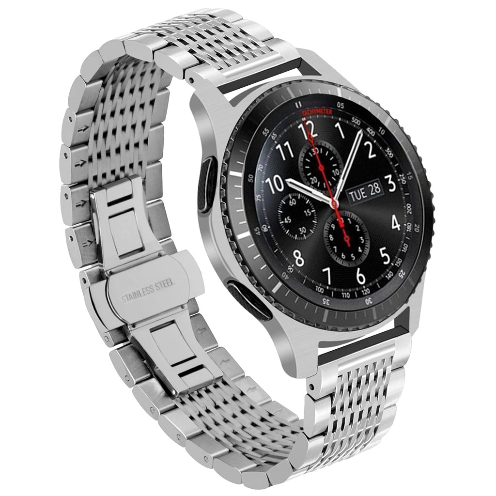 [Australia - AusPower] - Kai Tian Smart Watch Strap Compatible for Samsung Gear S3 Classic Frontier Galaxy Watch 46mm Quick Release 22mm Watch Band Stainless Steel Silver 