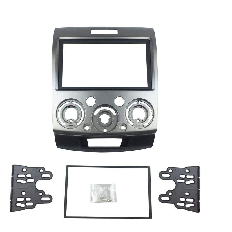 [Australia - AusPower] - YuYue Radio Stereo Panel for Ford Everest Ranger Mazda BT-50 BT50 2 Din Car Radio Frame Fasciaascia Panel DVD Stereo CD Panel Dash Mount Refit Installation Trim Kit Frame (Silver) Silver 