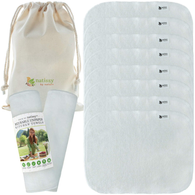 [Australia - AusPower] - Reusable Paper Towels for Kitchen, Roll of 10 Paperless Paper Towels, Reusable Cloth Paper Towels, Organic Bamboo Reusable Napkins, Washable Fabric Paper Towels Replacement Cloth, Reusable Towels 