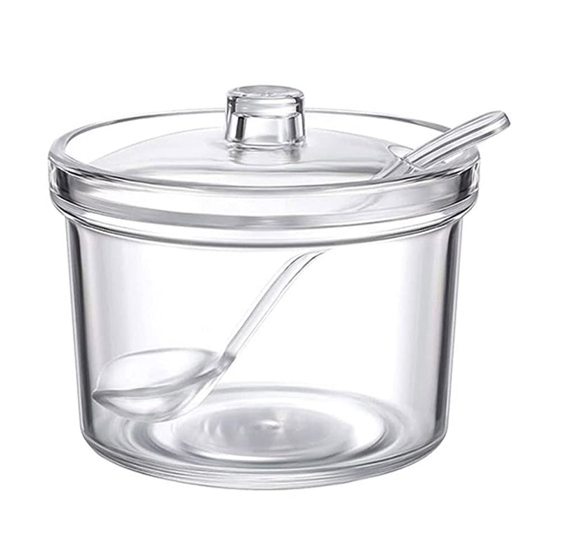 [Australia - AusPower] - Clean Acrylic Sugar Bowl Spice Jar Spice Storage Pot with Lid and Spoon 1pcs 