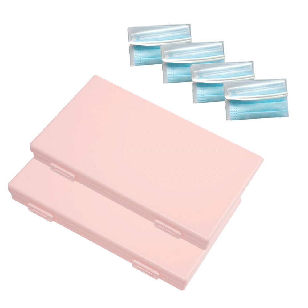 [Australia - AusPower] - Storage Box Case Plastic Storage Bag Face Cover Container Reusable Organizer with Storage Clip Folders for Pollution Prevention (2 packs, pink) 2 