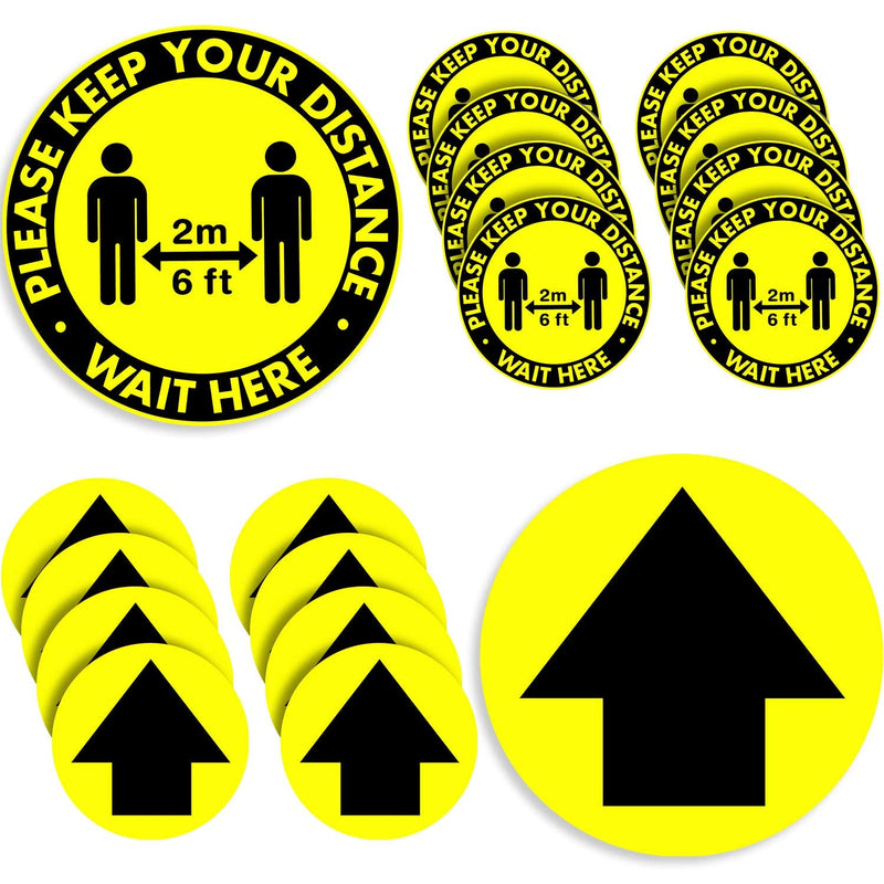 [Australia - AusPower] - 20 Pieces Directional Arrows, Social Distance Floor Decal Stickers, Floor Sign Sticker Markers for Crowd Guidance Control, Direction Guide, Grocery, Station, Bank, Lab Stand, Direction Decal (Yellow) 