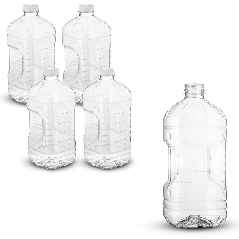 [Australia - AusPower] - 64 oz Empty Clear PET Plastic Juice Bottles with Tamper Evident Caps by MT Products - Set of 4 Bottles and 4 Caps 