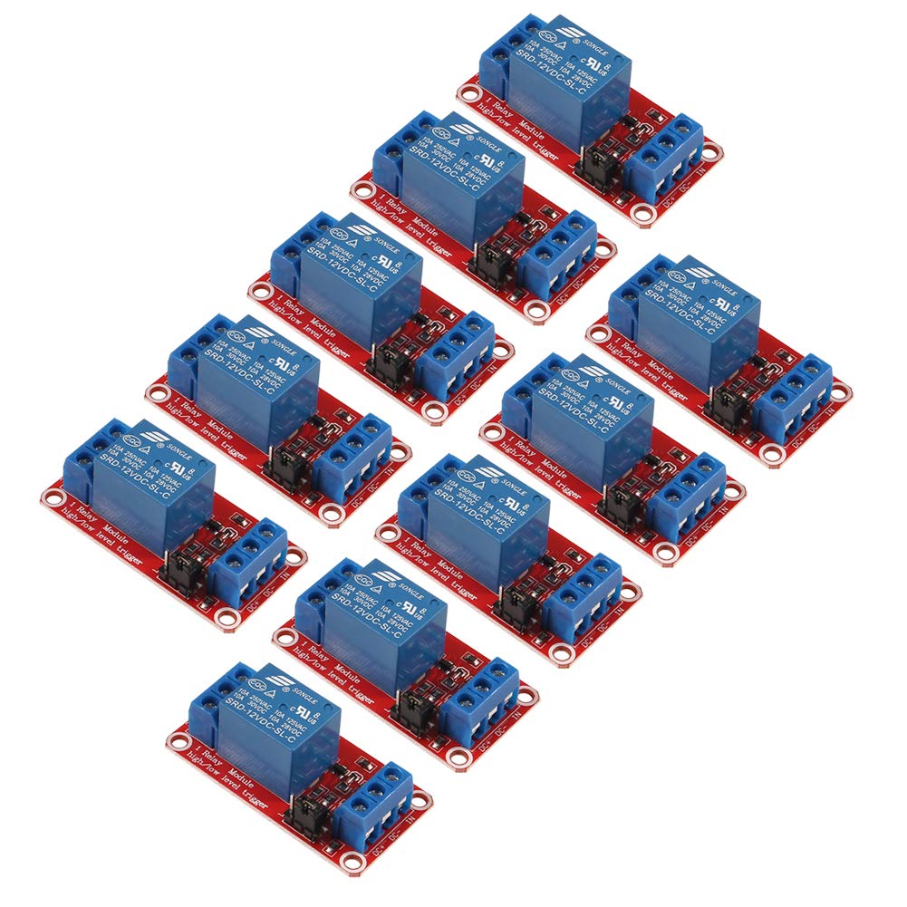 [Australia - AusPower] - ACEIRMC 10pcs 12v Relay Board for Raspberry Arduino Relay Module 1 Channel Opto-Isolated High or Low Level Trigger (12V) 