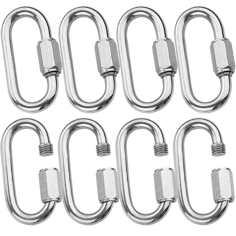 [Australia - AusPower] - 8pcs Stainless Steel 1/4“ Oval Quick Link Carabiner M6 Quick Links Chain Connector, Heavy Duty Locking Carabiner for Outdoor Activities and Indoor Equipment 