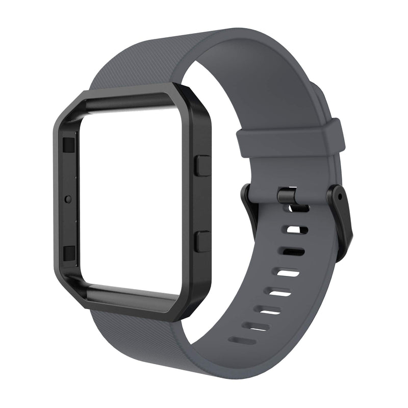 [Australia - AusPower] - Simpeak Sport Band Compatible with Fitbit Blaze Smartwatch Sport Fitness, Silicone Wrist Band with Meatl Frame Replacement for Fitbit Blaze Men Women Dark Grey Large 