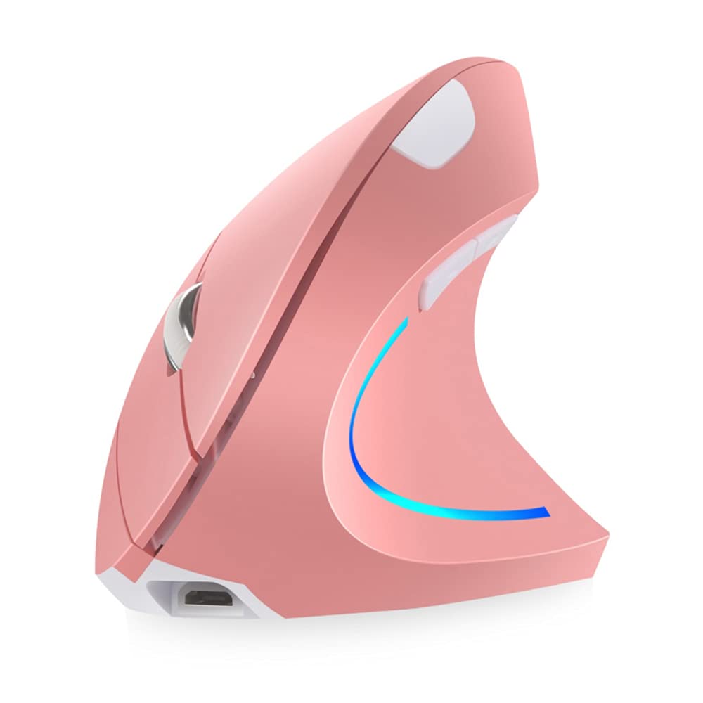 [Australia - AusPower] - Vertical Mouse, Right Handed 2.4GHz Wireless Ergonomic Rechargeable Vertical Mouse with 4 Adjustable DPI 800/1200/1600/2400, 6 Buttons,Compatible with PC, Desktop,Mac (Pink)… Pink 