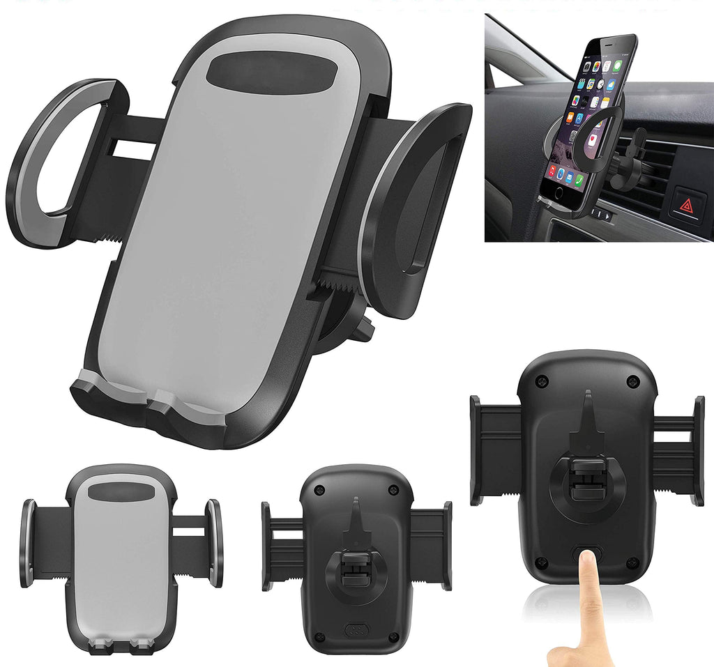 [Australia - AusPower] - Pokanic Car Cell Phone Air Vent Mount Adjustable 360 Rotation Cradle Stand Holder Strong Clip Three-Side Grips Easy One Touch Compatible with Most Cell Phone Universal (Air Vent Mount) 